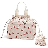 MEXS Lunch Bag for Women Reusable Drawstring Insulated Lunch Box Stain-Resistant Large Cinch Closure Lunch Bags for Work Office