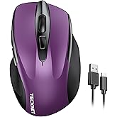 TECKNET Rechargeable Wireless Mouse, 2.4G Silent Mouse, Quiet Click, 6 Adjustable 4800 DPI, Cordless Computer Mouse, Ergonomi