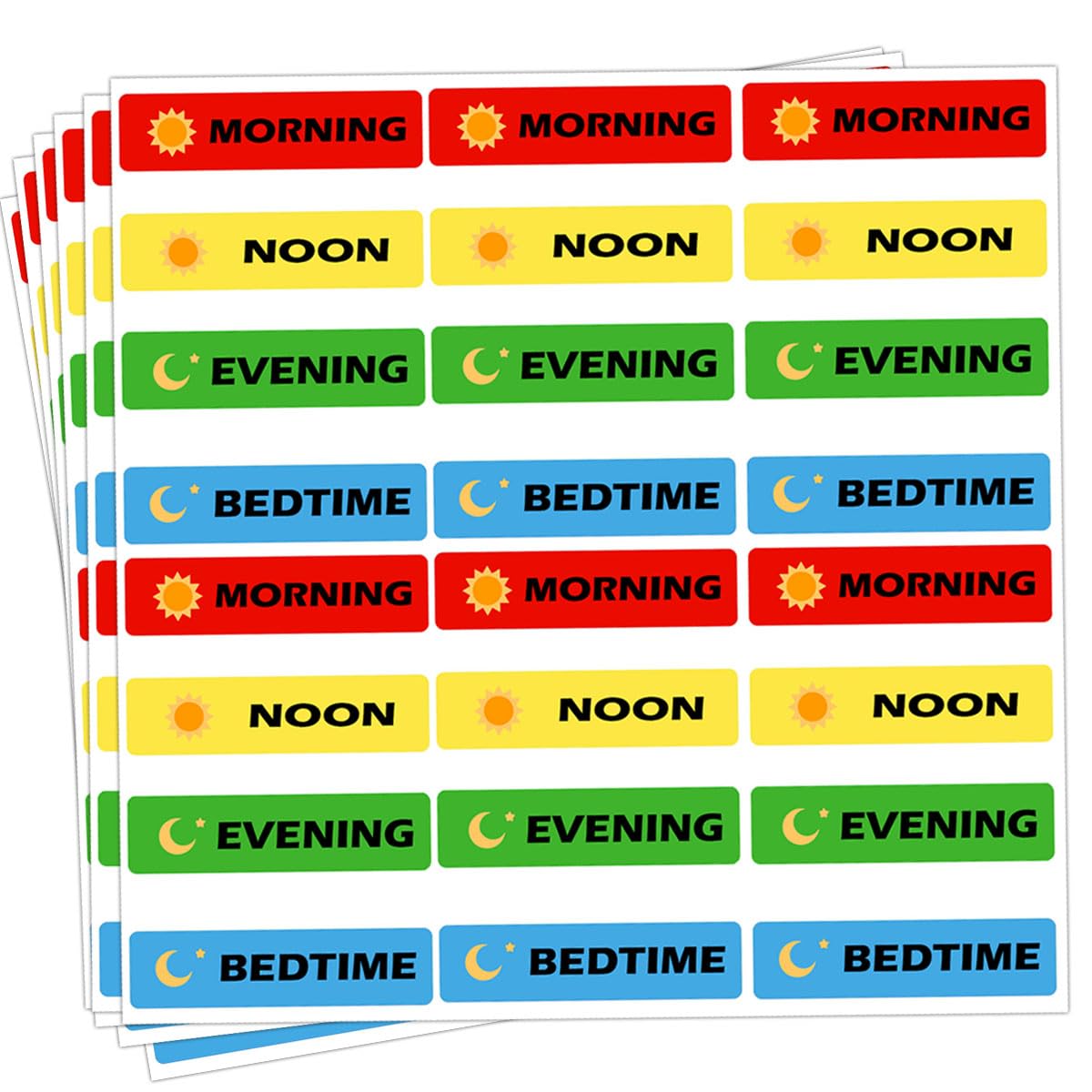 Remarkabel Medicine Stickers Medication Instruction Label 1/2 X 1.5 Inch Morning Noon Evening Bedtime Stickers for Pill Case Planner 504 pcs ﻿