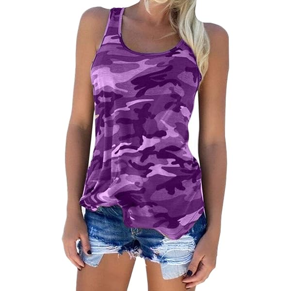 Sexyshine Women's Oversized Camouflage Sports Tank Top - Sleeveless Racerback Summer Camo Tee