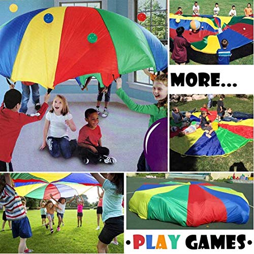 image for Uglyfish Kids Play Parachute - 6 ft Rainbow Play Parachute for Kids wi