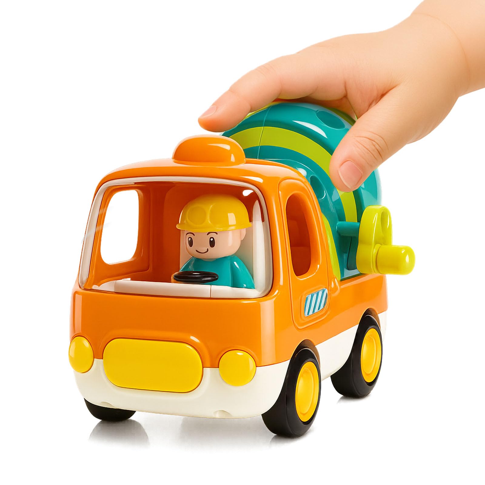 ROHSCE Push and Go Car Toys for Toddlers 1-3, Musical Construction Trucks Friction Powered Mixer Truck Inertia Cars for 1 2 3 Year Old Boys Girls, Early Education Toy, Birthday