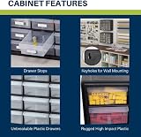 Akro-Mils 10124 24-Drawer Plastic Storage Cabinet Red 50.8 W x 16 D x 40.6 H view 4