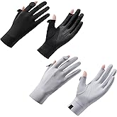 Holiberty 2 Packs Ladies UV Sun Protection Gloves Women Full Finger Summer Outdoor Driving Mittens Touchscreen Golf Cycling Gloves