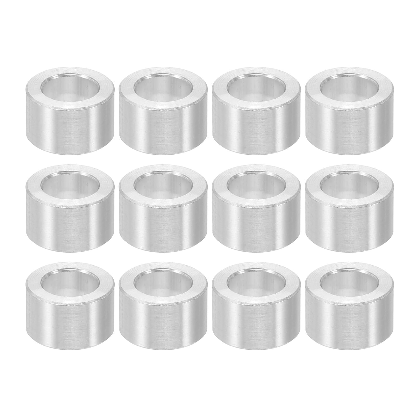 PATIKIL M6 Aluminum Spacers, 12 Pcs Metal Spacers Aluminum 6.2mm ID x 10mm OD x 6mm l Aluminum Spacer Screw Standoff Round for 1/4 or M6 Screw Bolts