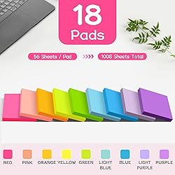 (18 Pads) Sticky Notes 3x3 inch, Self-Stick Pads