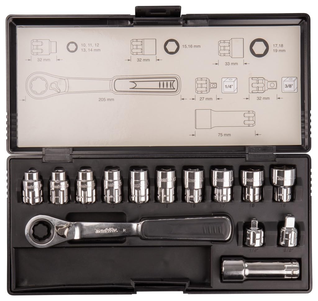Makita Feed-Through Socket Spanner 14-Piece