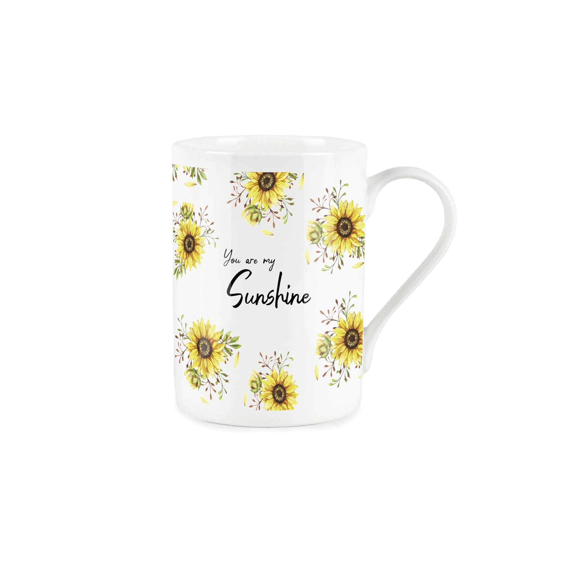 You are My Sunshine - Anniversary Romantic Mug Sunflowers - Bone China Style White Mug Coffee Tea Present Love Gift