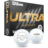 GBM Personalized Wilson Ultra Distance Golf Balls, 12-Pack + 20 Free Golf Tees - Long-Distance Playable Golf Balls &ndash; Great Gift for Father's Day, Tournaments, or Events