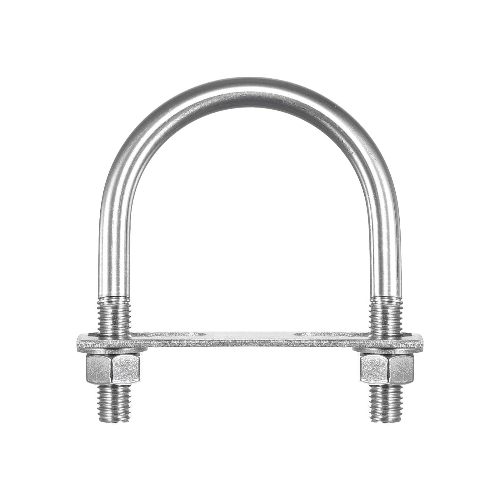 TA-VIGOR 3 sets M12 Round U-Bolts, 76mm Inner Width 114mm Length 304 Stainless Steel U-Bolts with Nut, Plate for Attaching Piping Conduit Cable Tube Brackets Boat Trailer
