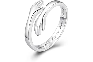 ACJFA Hug Rings for Women Sterling Silver Adjustable Ring for Women Daughter Hand Ring Jewelry for Birthday Gifts Holiday Gift for Women Teens