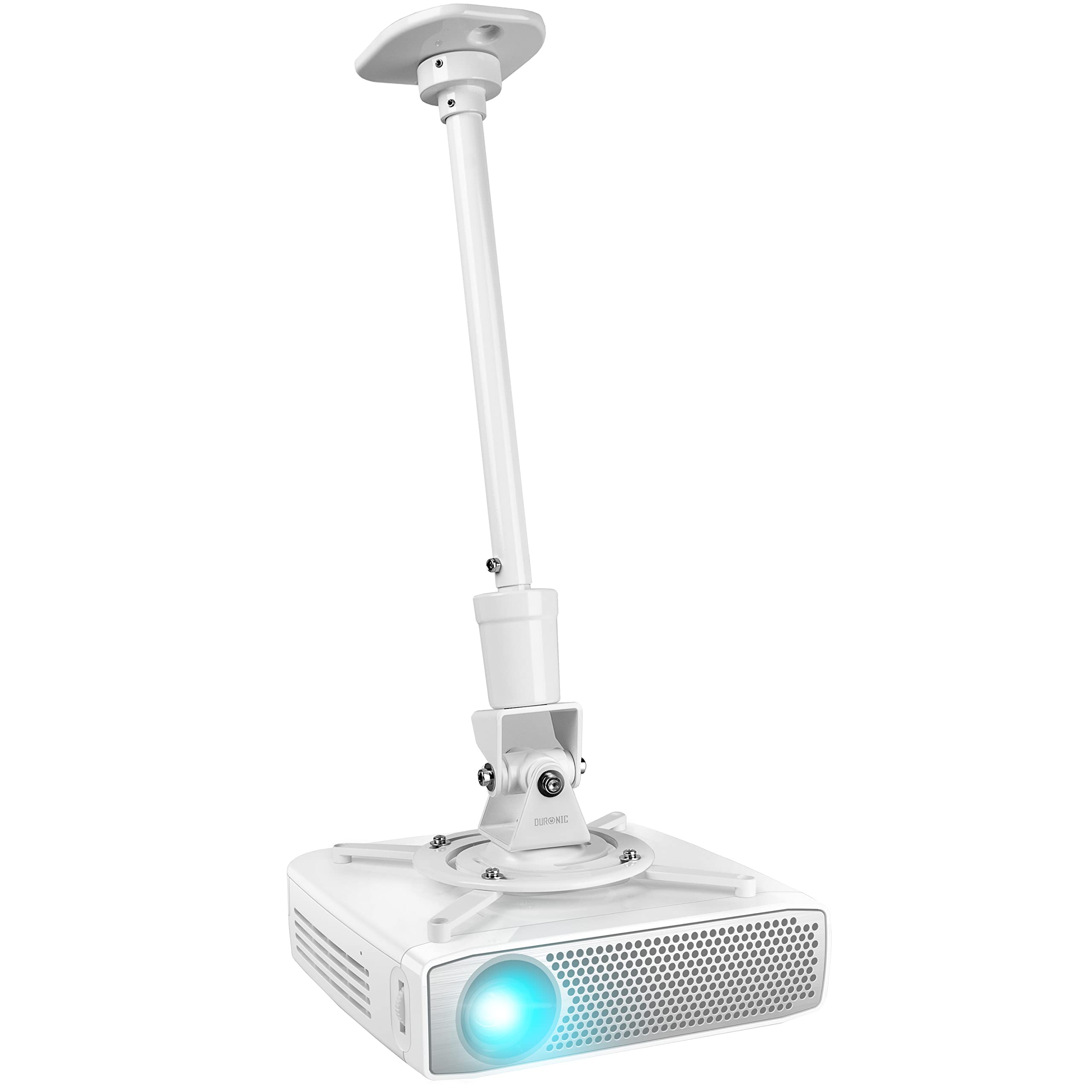Duronic PB08XL Projector Mount | Extra Long Ceiling Mount Bracket | 10kg Capacity | Universal | Heavy Duty | Fixings Included | 360° Rotation, 180° Swivel, 180° Tilt