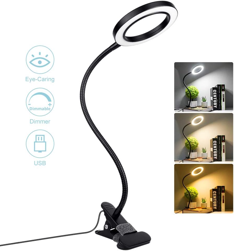 Amber Book Light TBTeek Reading Lights LED Laptop Lamp Clip on Selfie Ring