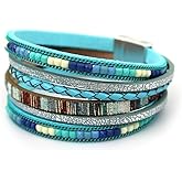 HAHAHE® Women's Boho Leather Wrap Bracelets Trendy Layered Bracelets with Magnetic Clasp Strackable Bohemian Jewelry Fashion Gifts