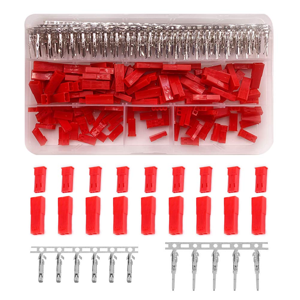 YIXISI 70 Sets 420 PCS JST SYP 2-Pin Red Female Male Plug Housing Kit, Male Female Crimp Terminal Connector Set, Female & Male Red Plug Housing Crimp Terminal Connector Kit — image 1
