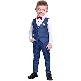 Amazon.com: Nwada Conjunto de trajes formales para niños, camisa de vestir  con lazo, chaleco delgado y pantalones de 2 a 7 años, Blanco : Ropa,  Zapatos y Joyería