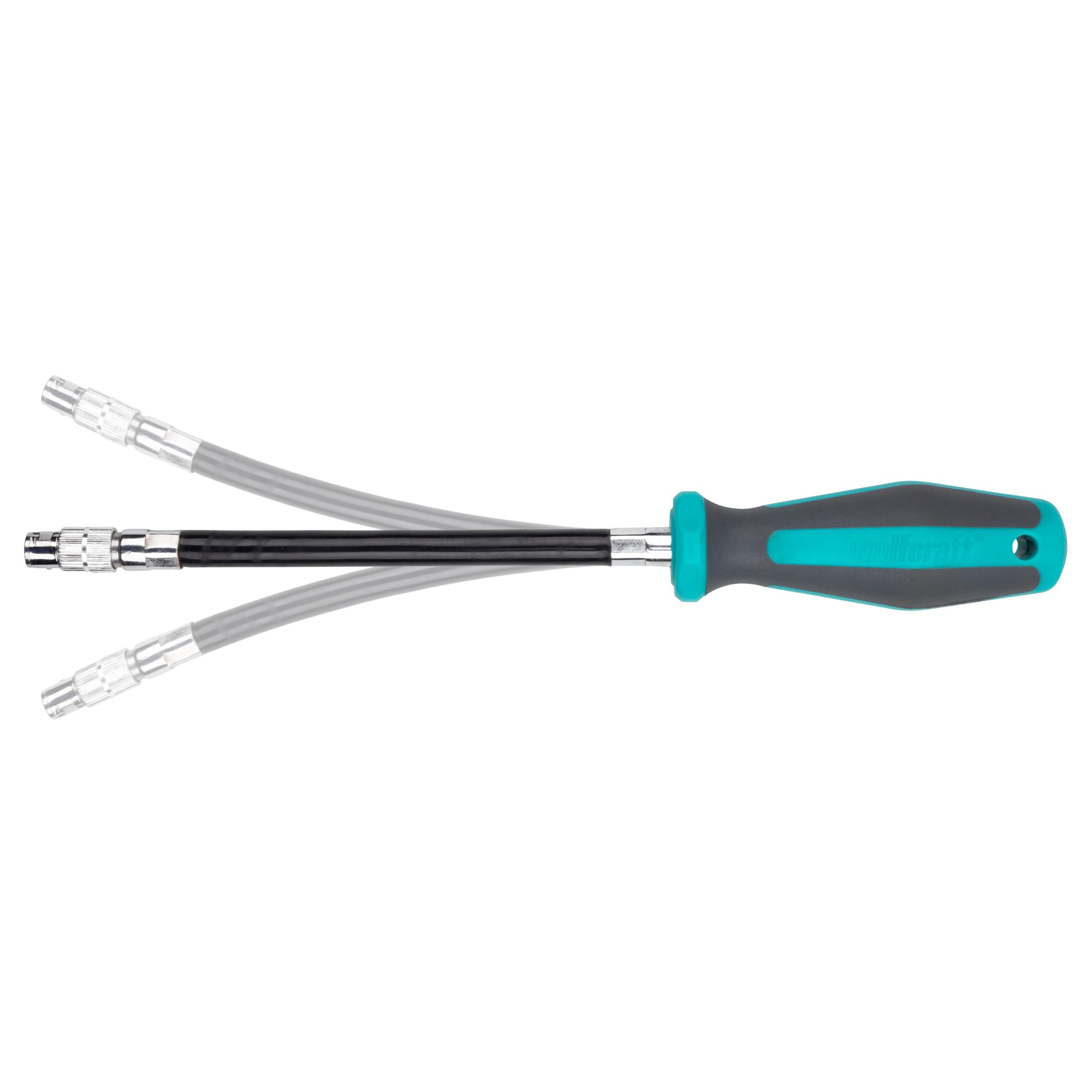 wolfcraft Hand Screwdriver with Flexible Shaft I 1236000 I for Working in Hard-to-Reach Places