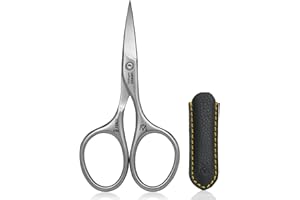 GERMANIKURE Professional Nail Cutter Scissors - FINOX Stainless Steel Nail Scissors - Curved for Nail Tips - Manicure Tools in Leather Case - Ethically Made in Solingen Germany - 4704