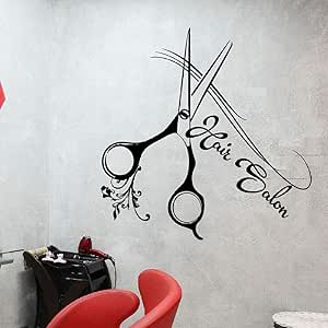 ZJfong Calcomanía de pared Corte de pelo Tijeras Belleza Peluquería