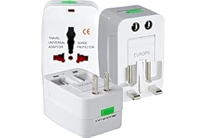 Adaptador de Tomada Universal Para Viagem Padrão Internacional Europa UK Asia EUA JP AU EU Europeu 3 Pinos Mais de 150 Países Bivolt Trava de Segurança Portátil Ajustável Super PREMIUM
