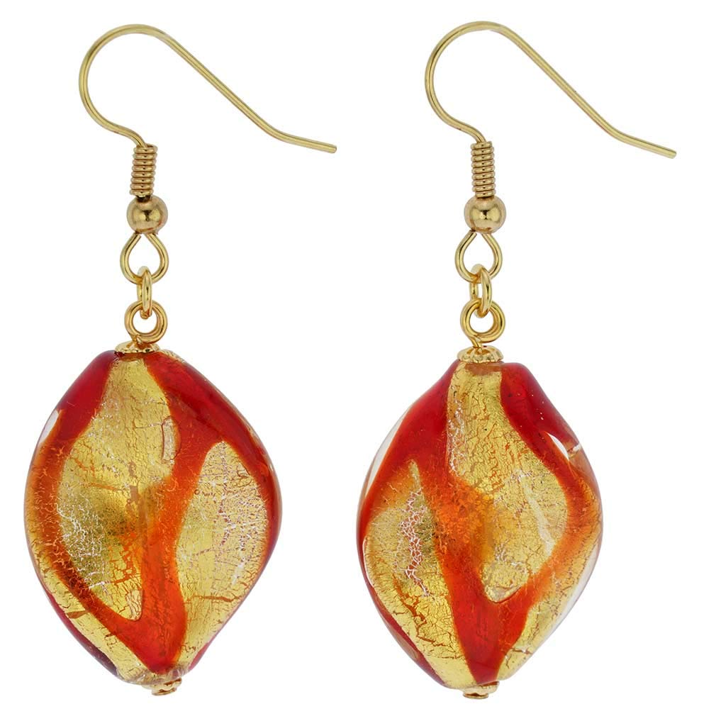 Glass Of Venice Murano Glass Royal Red Spiral Earrings