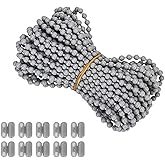 Luanxu10 Meters (10.94 Yards) Roller Blind Bead Chain Cord with 10 PCS of Connectors for Roman Venetian Honeycomb Vertical Shade Blind Cord for Roller Blind Replacement Parts Repair Fittings (Gray)