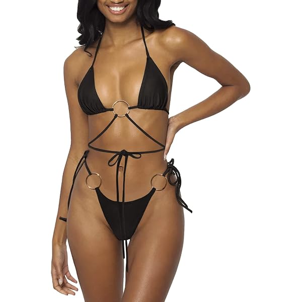 Biquíni Feminino De Cetim Com Strass - Conjunto 2 Peças Cintura Alta