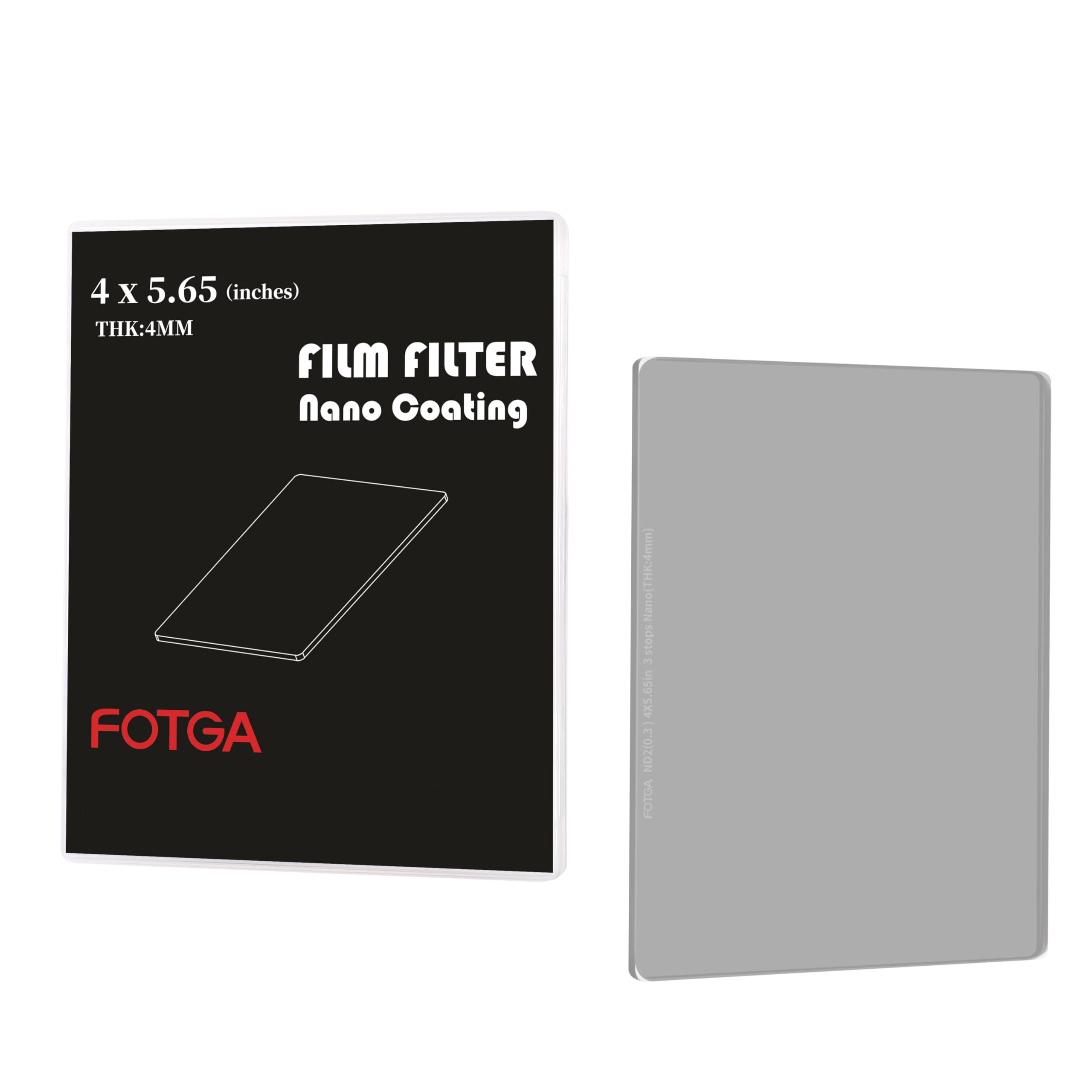 FOTGA Nano 4x5.65" ND2 Neutral Density Filter, Optical Glass ND0.3 (1 Stop) Multi-Layer Coatings MC Cinema Square ND Filter for 4x5.65Inch Matte Box Filter Trays Holder Filmmaking Video Making
