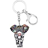 BONSNY Enamel Metal Chain Jungle Elephant Key Chains For Women Car Purse Handbag Charms
