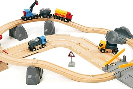 32 Piece Wooden Toy Train Set 