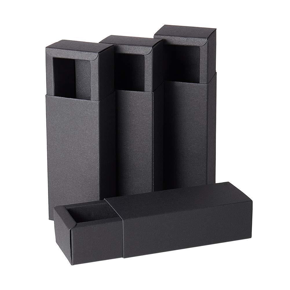 BENECREAT 20 Pack Kraft Paper Drawer Box Festival Gift Wrapping Boxes Soap Jewelry Candy Weeding Party Favors Gift Packaging Boxes - Black (12.3x5.4x3.8cm)