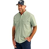 HUK Mens Next Level Solid Short Sleeve Fishing Button Down Shirt for Men