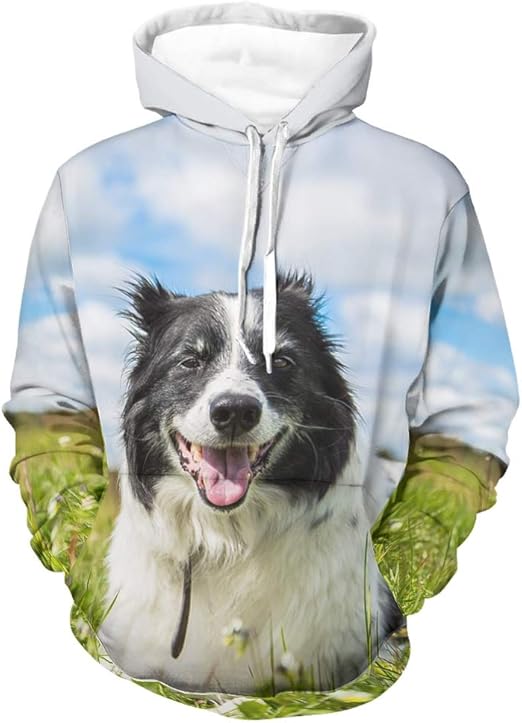 Men Cute Dog Hoodies Dog Boyfriend Style Pullover Hooded Loose