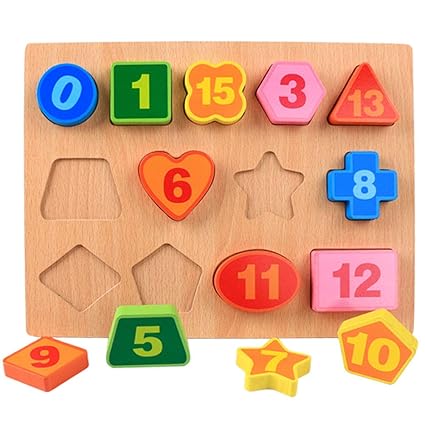 Leoie Wooden Number Figure Alphabet Early Education Puzzle Building Blocks Toy for Children Kids Number Shape