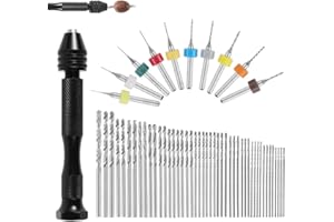 57PCS Pin Vise Hand Drill Bits Micro Mini Twist Drill Bits Set (0.1-3.0mm) with Precision Hand Drill Bits Rotary Hobby Tool f
