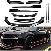 Gloss Black Bumper Lip Spoiler Splitter Fit for 1997-2002 2010-2021 Chevy Camaro LS LT1 SS Coupe Convertible Front Rear Body Kit Side Skirt