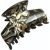 French Amie Chic Onyx Silver Grey Handmade Celluloid Large 3 Inch Jaw Hair Claw Clip Clamp Clutcher