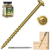 SJPULMO Pocket Hole Screws 3 Inch, 160Pcs Exterior Pocket Screws #10 X 3, Asymmetric Quick-Drive Thread Wood Screws for Woodworking DIY Projects Pocket Joinery Drive Bit Included(Gold)