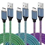 USB Type C Cable,Boxeroo(3-Pack 10FT) USB A 2.0 to USB C Fast Charger Nylon Braided USB C Cable Compatible Samsung Galaxy S10 S9 S8 Plus Note 9 8,Moto Z,LG V30 V20 G5,Switch,USB C Devices