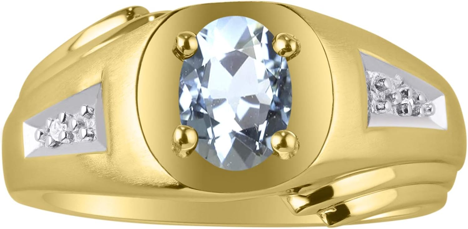 Amazon.com: RYLOS Classic Beautiful Aquamarine & Diamond Ring - March