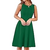 YATHON Fit and Flare Cocktail Dress A-Line Pleated Knee Length Stretchy Semi Formal Dresses for Women with Pockets