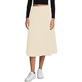Urban CoCo Women's Elastic Waist Ribbed Knit Midi Skirt Cozy Flowy A-Line Long Skirts for Fall Winter