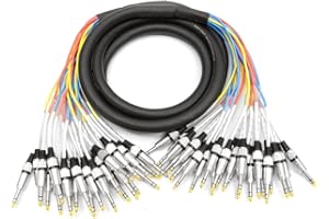 Seismic Audio - SASRT-24x10 - 24 Channel 1/4" TRS Snake Cable - 10 Feet Long - Serviceable Ends - Pro Audio Effects Snake for Live Live, Recording, Studios, and Gigs - Patch, Amp, Mixer, Audio Interface 10'
