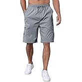 Men's Cargo Shorts Elastic Waist Outdoor Relaxed Fit Sport Shorts Jogger SweatShorts with Multi-Pocket