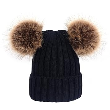 Buy Winter Knit Beanie Bobble Hat Cap With Double Pom Pom Ears For Women Girls Black Online At Low Prices In India Amazon In Buy Winter Knit Beanie Bobble Hat Cap With Double Pom Pom Ears For Women Girls Black Online At Low Prices In India Amazon In