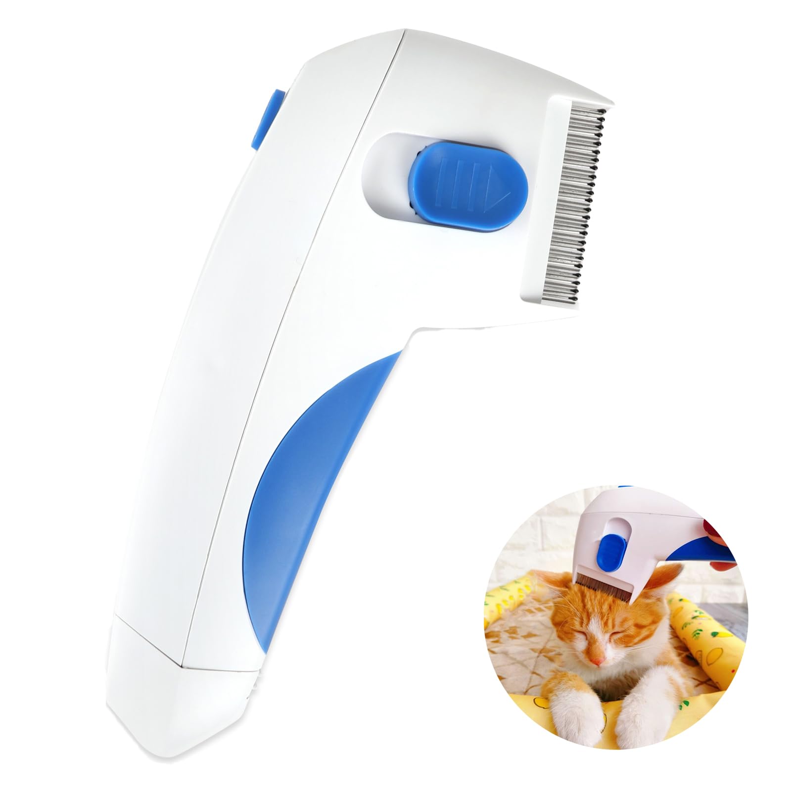 Electric Flea Comb for Dogs and Cats, Pet Electric Flea Zapper, Ticks Grooming Removal Tool, Lice Remover Grooming Comb Brush for Dogs Cats, Safe Cordless Cat Dog Flea Comb, Includes Cleaning Brush