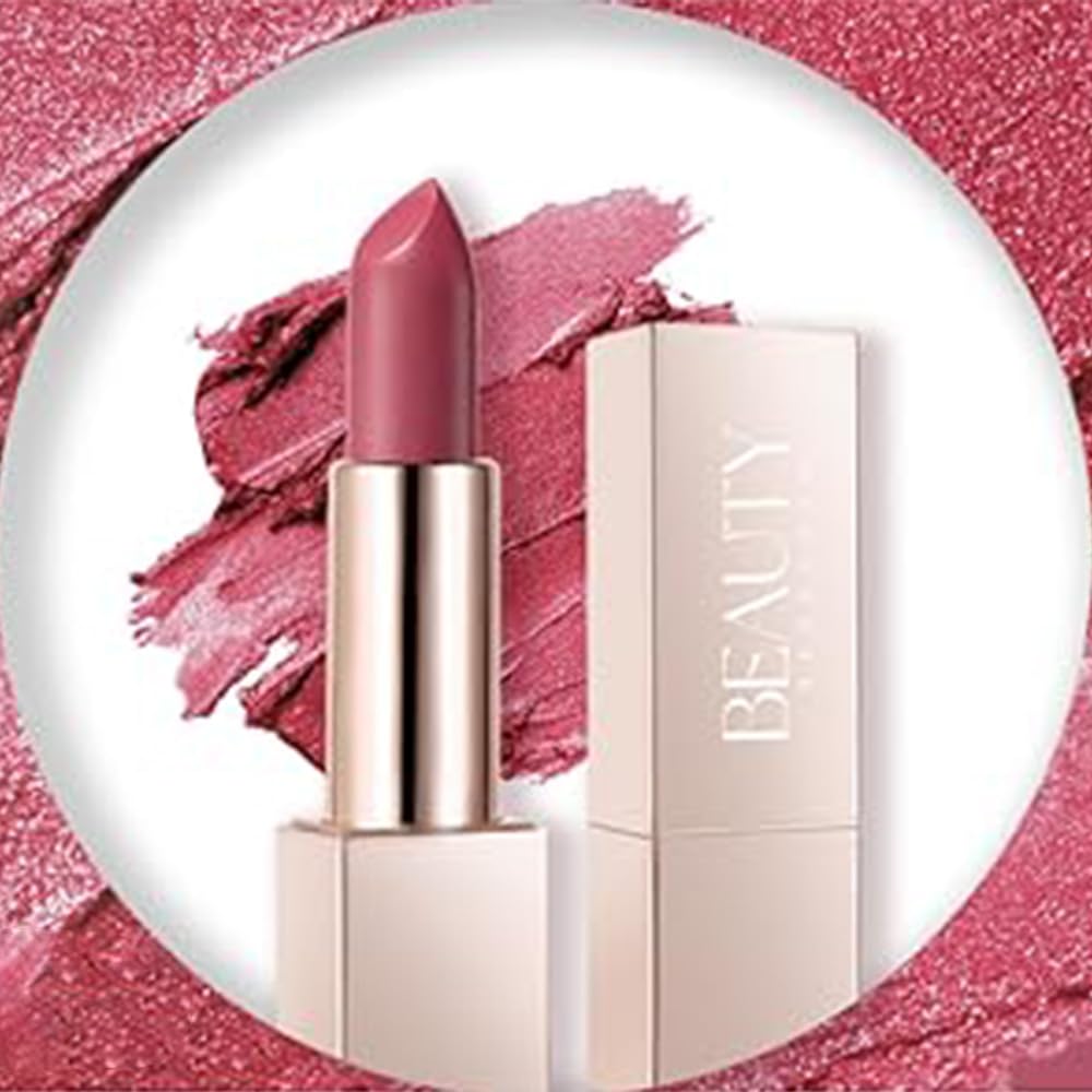 Beauty Searcher Metallic Shine Lipstick Makeup for Woman Velvet Matte Lipsticks Moisturizing No-Stick Cup Lip Makeup, Long Lasting 24H Waterproof Shine Lip Gloss (#1)
