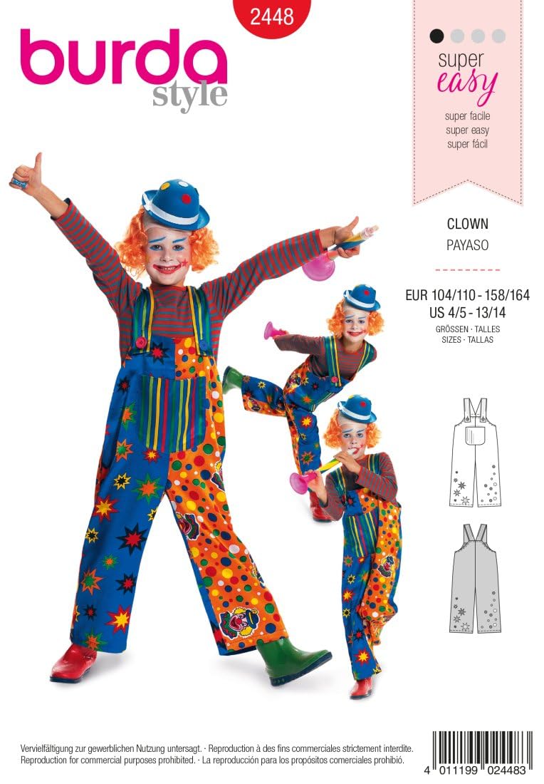 Burda b2448 Clown Sewing Pattern 19 x 13 cm