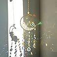 Artilady Moon Crystal Suncacher - Suncatchers for Windows Hanging Crystals and Healing Stones Dream Catcher Moon Wind Chimes Garden Outdoor Decor Rainbow Maker Birthday Gift for Daughter Women