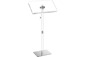 GUARDMATE Ultra Clear Acrylic Pulpit Podium Stand | Modern Portable Pulpits for Churches Pastors Modern School Classroom Lecterns | Music Wedding Event Reception (Height Adjustable, 18' X 16')